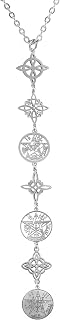 Only faith Damenhalskette mit Hexenknoten und Tetragramaton für Damen, 7 Chakren, langer Anhänger mit spirituellen Symbolen, Yoga, Reiki, Meditation, Amulett