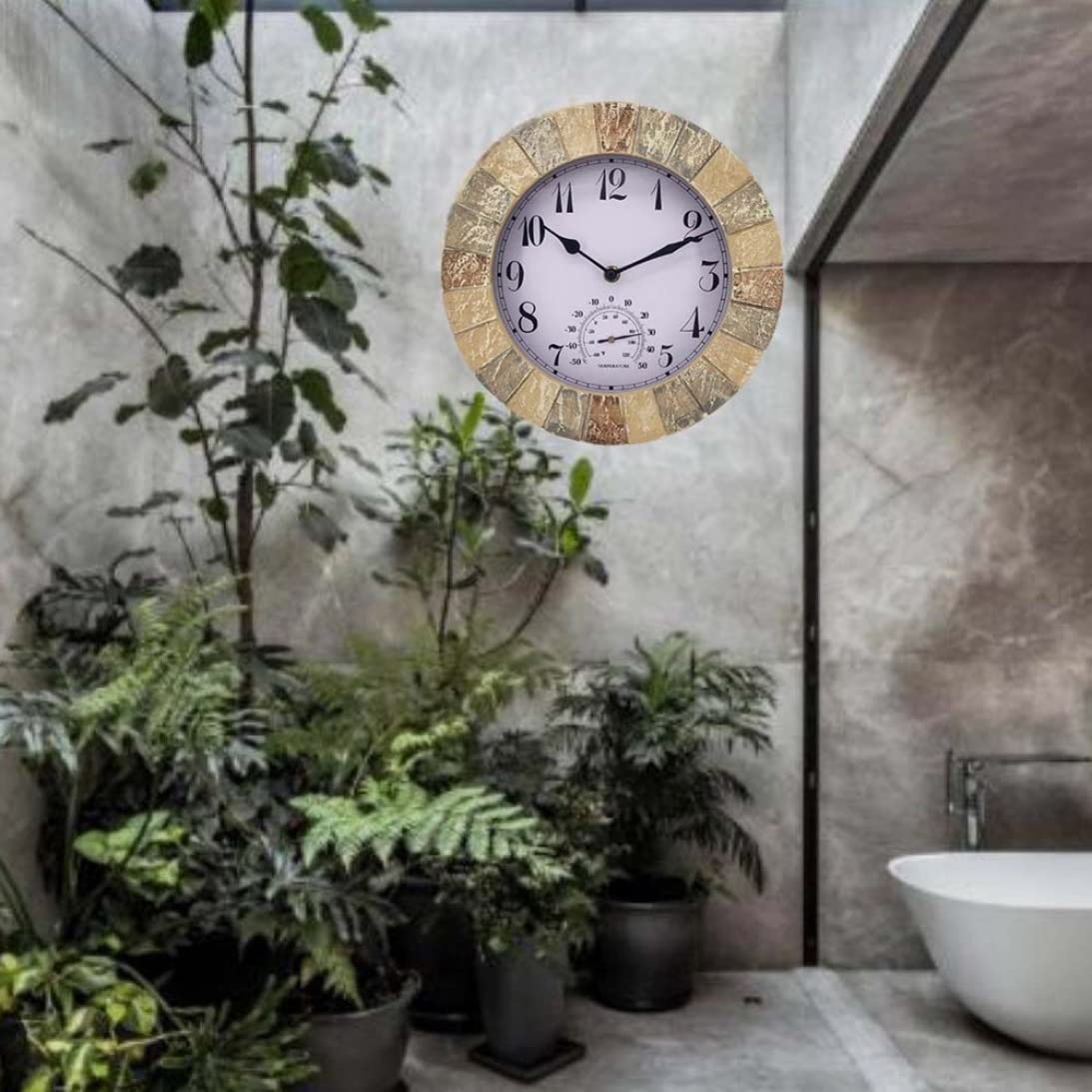 Orologio da parete sospeso con termometro per esterno 10 pollici retrò