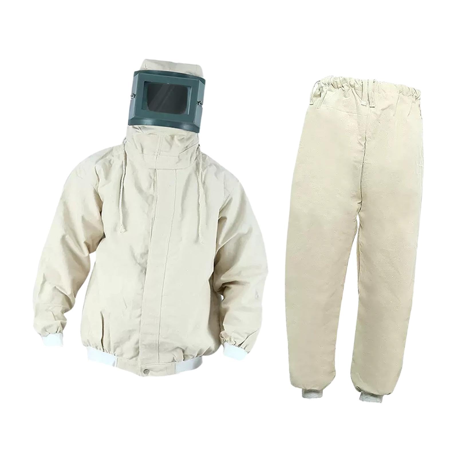 Traje de chorro de arena con capucha, traje de chorro para pintura en de hierro fundido, beige