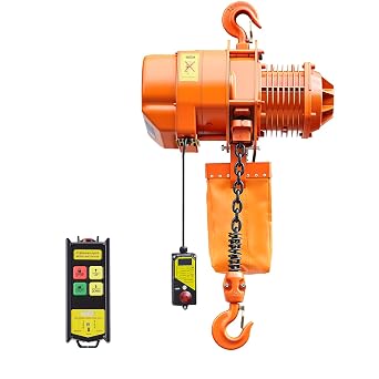 VEVOR 4400 lbs Electric Chain Hoist, 20ft Lifting Height, G100 Single Chain | 3-Phase Dual Voltage 208-240V/440-480V 60Hz Overhead Crane for Factory with 328 ft Wireless Remote Chain Electric Lift Hoist