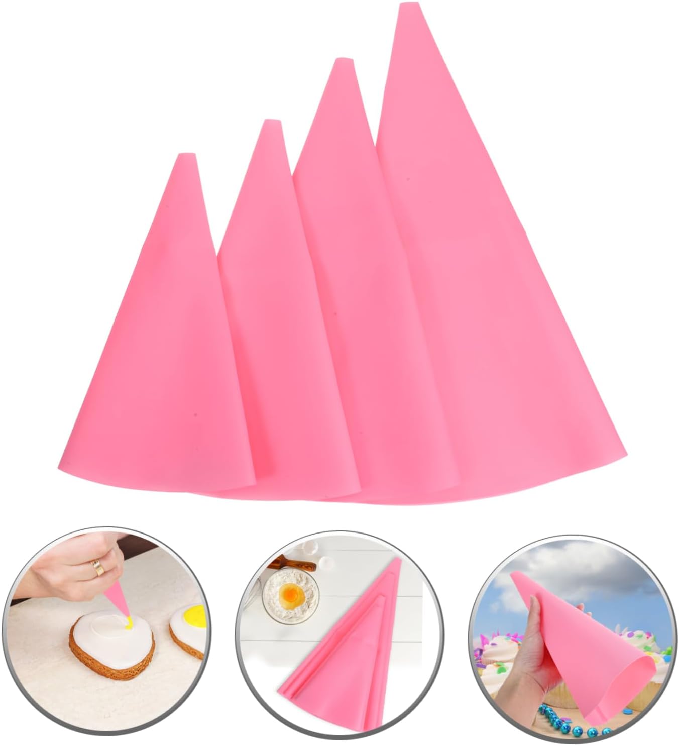 4Pcs Reusable EVA Pastry Piping Bags for Cake Decorating and Baking