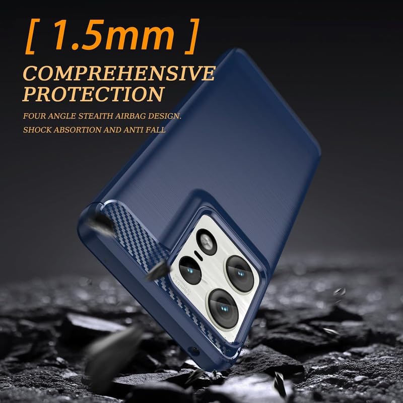 Image of NPRC Hybrid Ultra Slim Protective Case TPU Non-Slip Carbon Fiber Texture Shockproof Case Cover for Moto Edge 50 pro - Blue