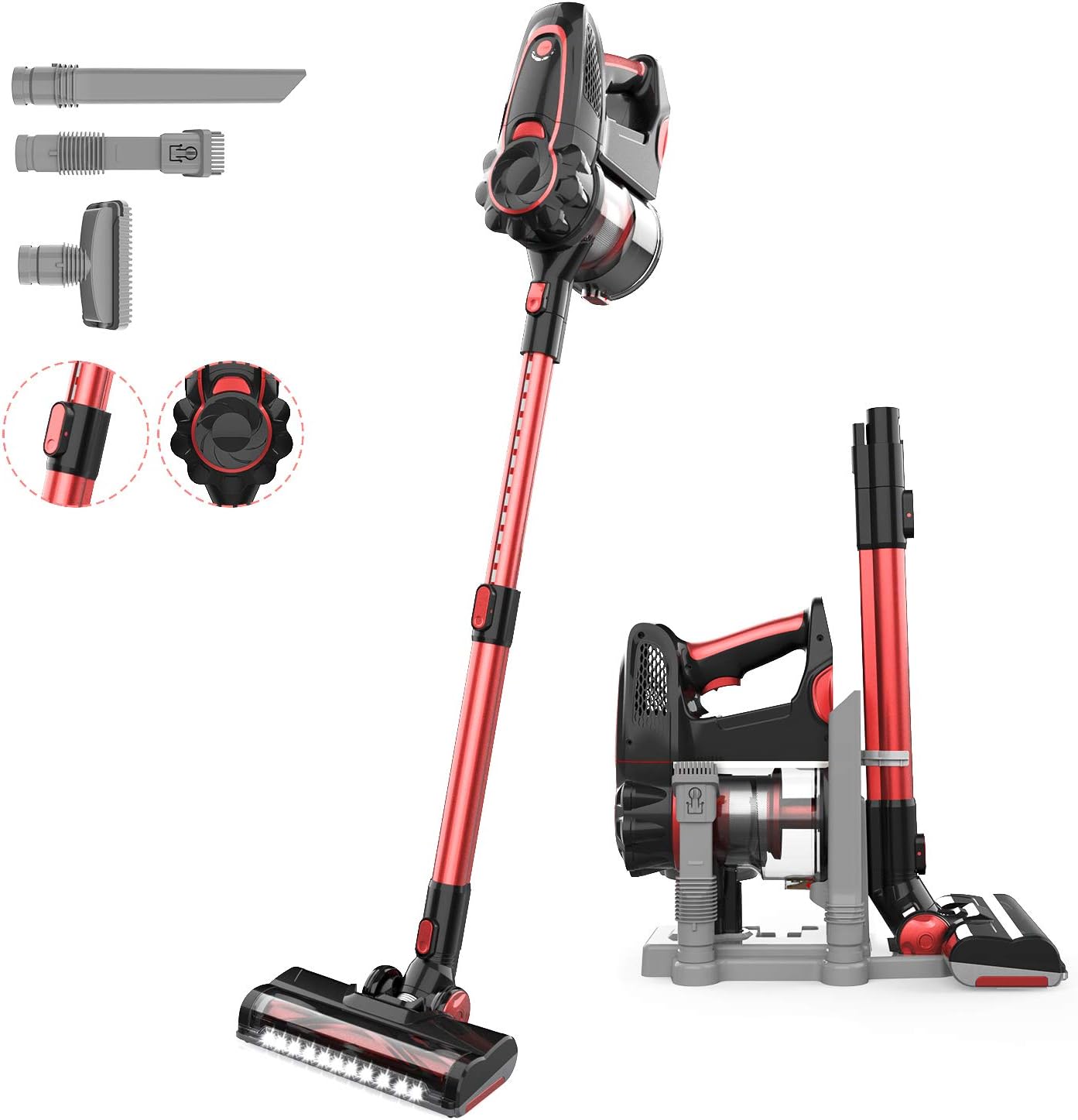 ORFELD Cordless Vacuum 4 in 1 2021 Upgrade (Red)