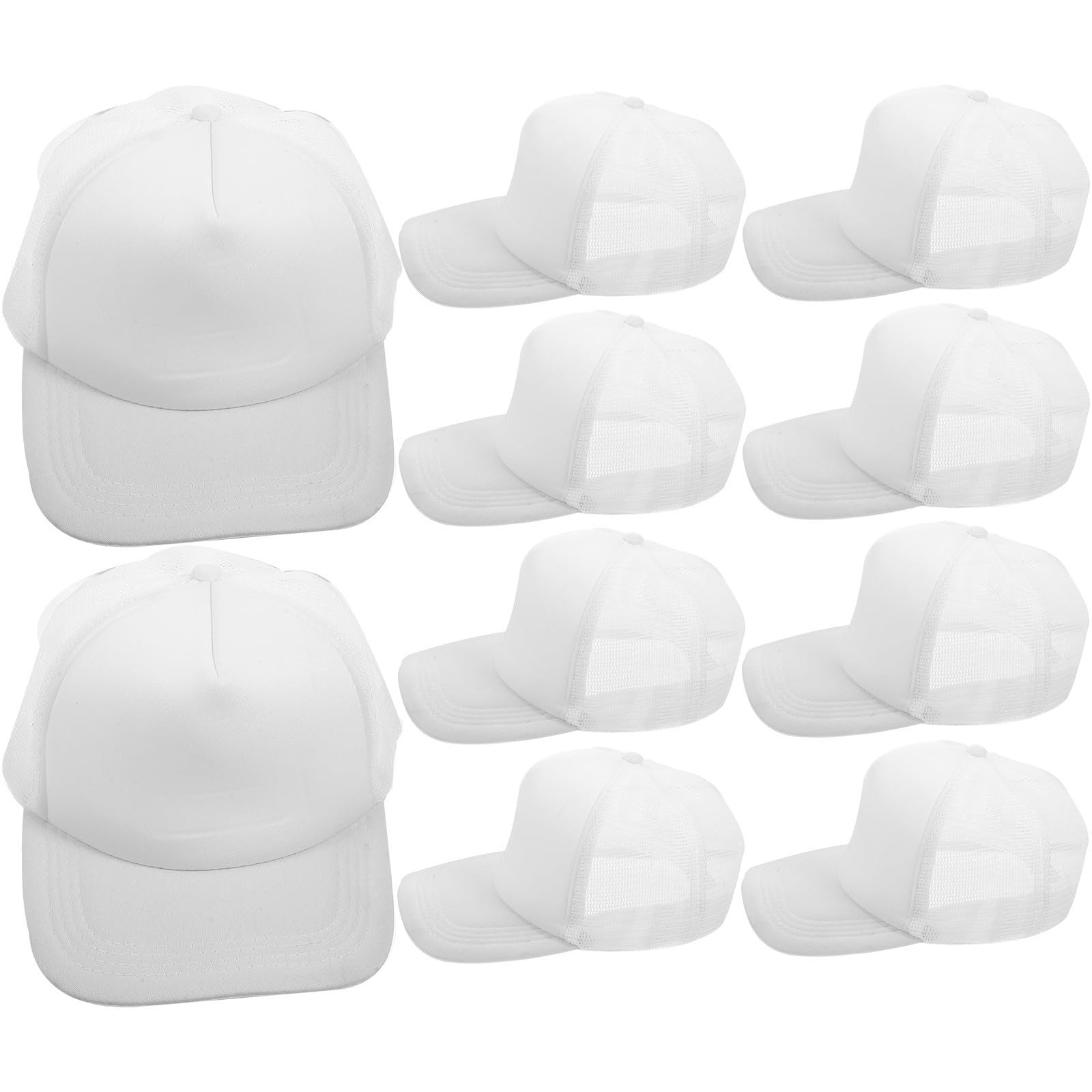 BESTonZON 10 Gorras de Béisbol en Color Claro para Sublimar Malla, Ligeras Poliéster, Ideales para Bricolaje y Actividades al Aire Libre como Pesca y Escalada