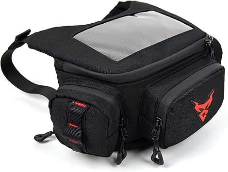 MOTO CENTRIC Waterproof Motorcycle Front Pack,Universal Handlebar Tool Bag Storage,Motorbike Waist Bag Expand Capacity For Men Women Red