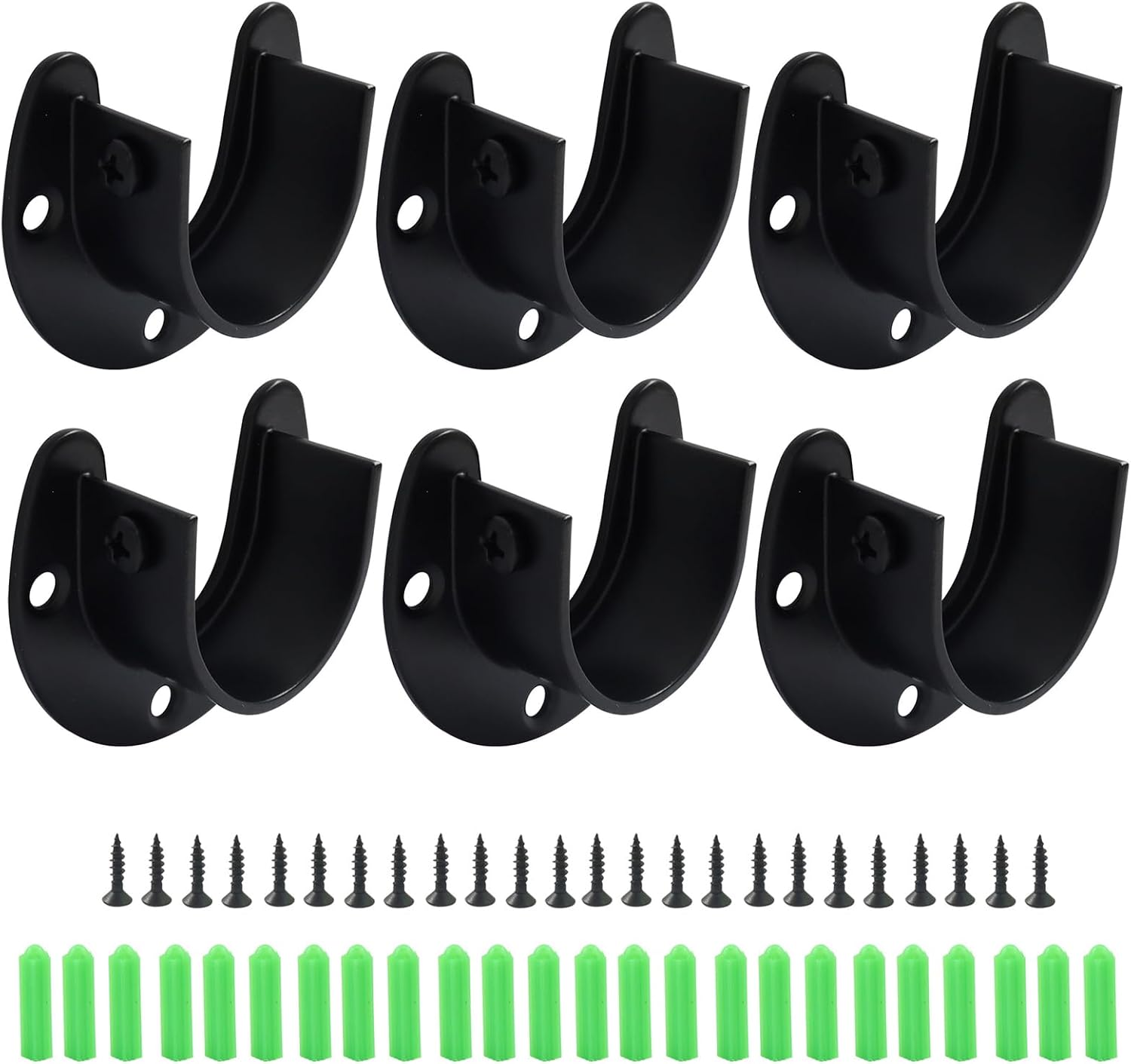 4 Pack 1-1/4 Inch Black Closet Rod End Supports