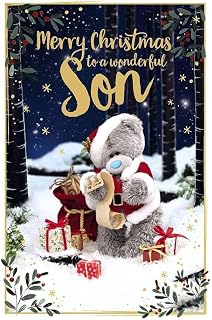 Me To You Bear 3D Holographic Son Christmas Card