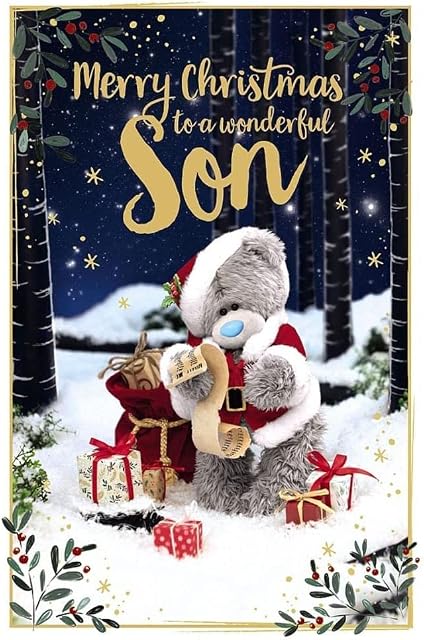 Me To You Bear 3D Holographic Son Christmas Card