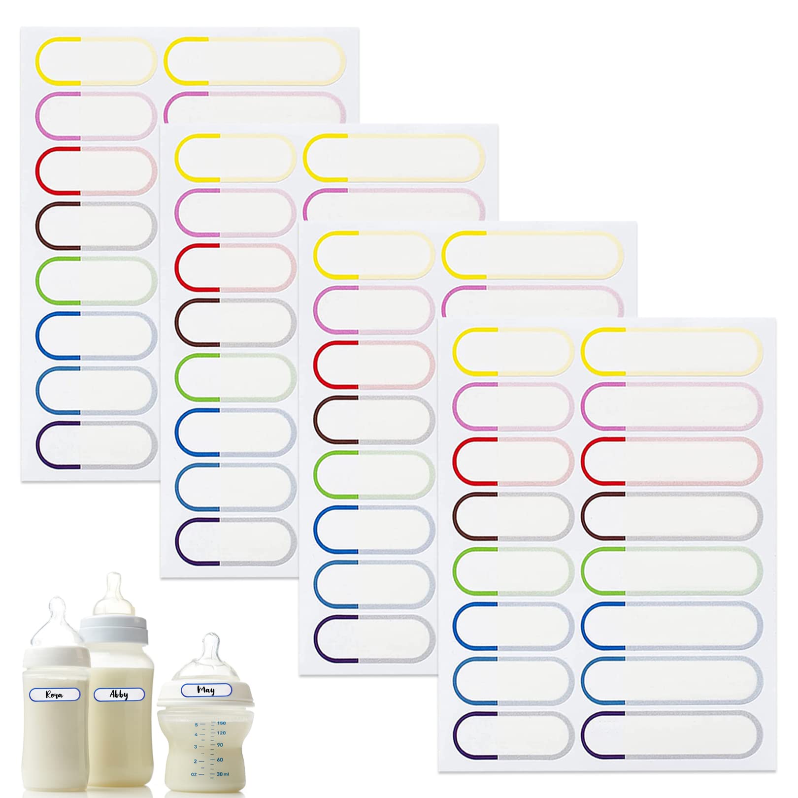 64pcs Waterproof NameLabels Baby Bottle Labels for School Daycare,Safe Self-Adhesive NameLabels Stickers,Waterproof Pantry Labels for Jars Food Containers,Kids Name School,Home,Office Supplies