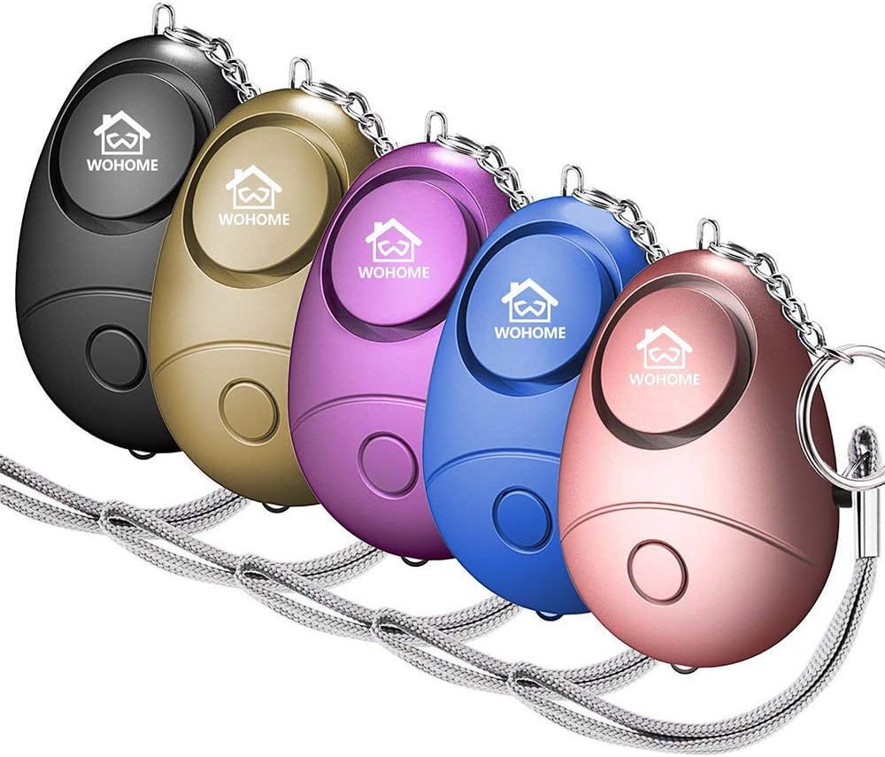 WOHOME Safe Personal Alarm, Safesound Personal Alarm with LED Light Emergency Safety Alarm Keychain for Women, Girls, Kids, Elderly (5-Color)