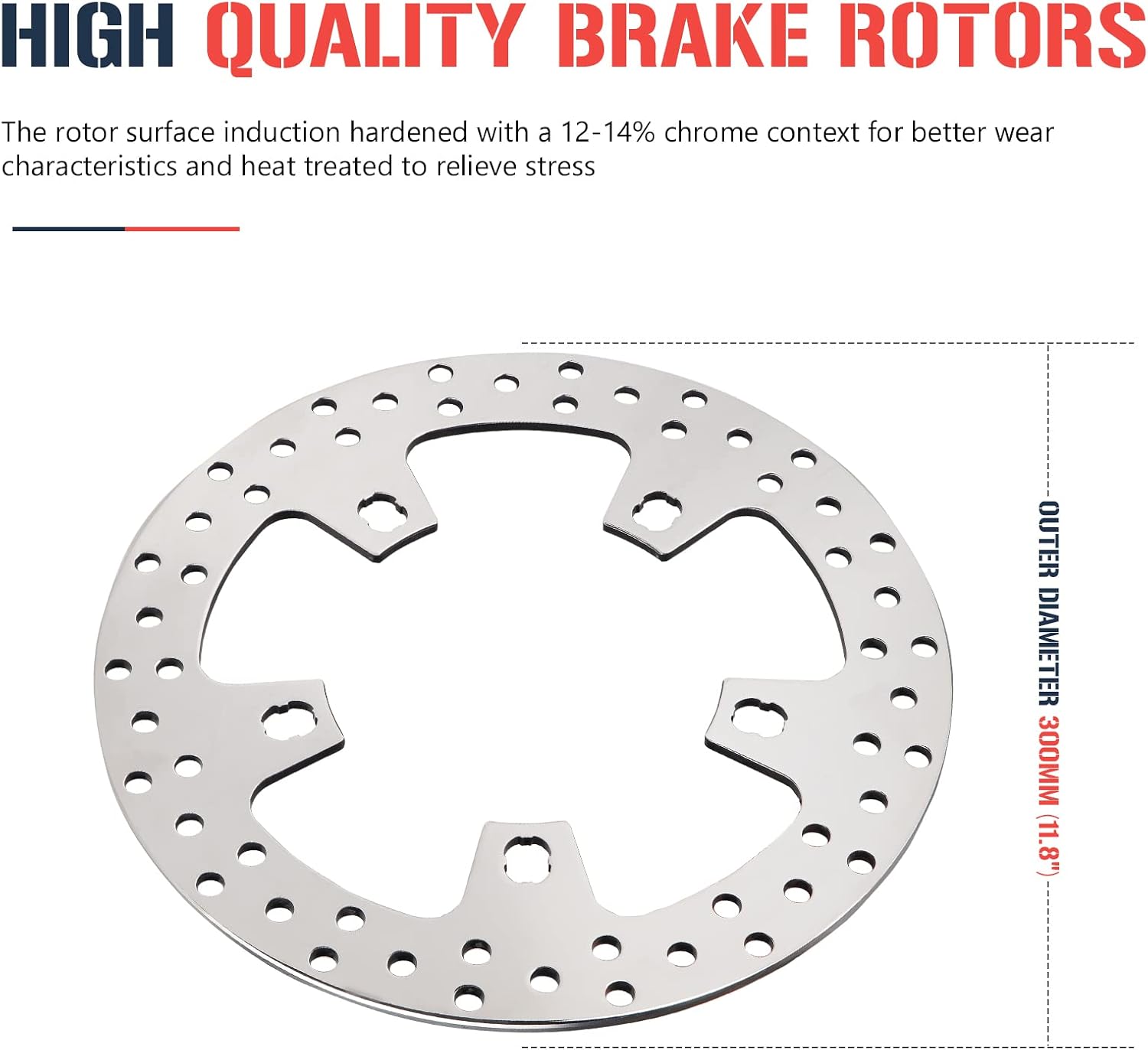 Front Polished Brake Disc Rotor 11.8" for Harley Road King FLHR FLHRXS for Street Glide FLHX FLHXS for Electra Glide FLHTCU FLHT 2014-2021 for Road Glide 2015-2021