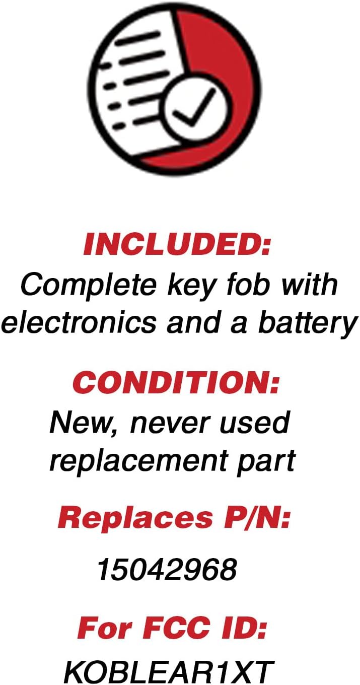 KeylessOption Keyless Entry Remote Control Car Key Fob Replacement for 15732803 -Red
