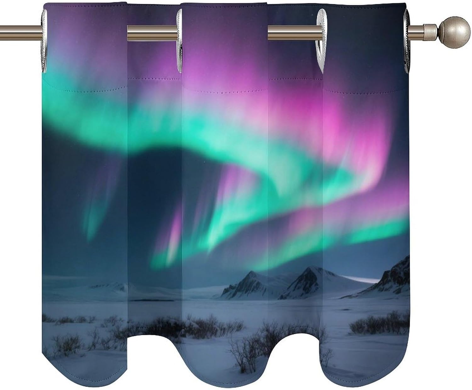 Aurora Curtain 2 Panels, Polyester Fiber, Blackout Insulated Window Curtain, Curtain Valance for Kitchen Dining Room Living Room Cafe Small Window 52 * 18.1 Inches