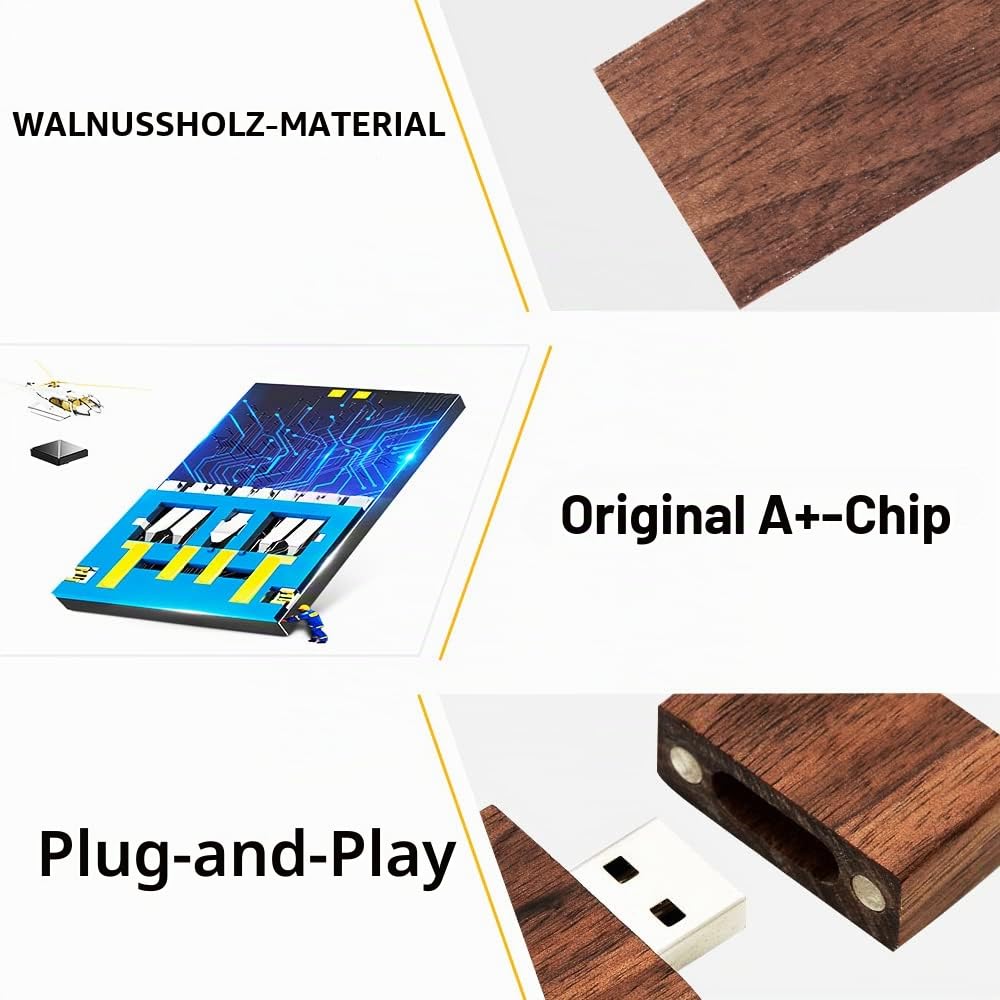 EASTBULL USB-Speicherstick aus Holz, 16 GB, Speicherstick, USB 2.0 für Datumsspeicherung, 10 Stück | Bulk Speicherstick 16 GB High Speed USB 2.0 USB-Laufwerke Pack zur Datenspeicherung