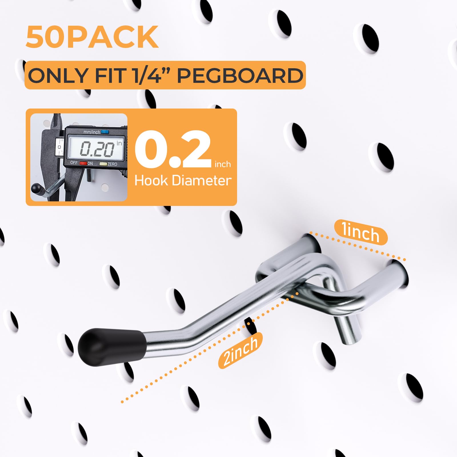 INCLY Pegboard Hooks - 50 Pack for Organized Storage -3 INCLY Pegboard Hooks - 50 Pack for Organized Storage -3