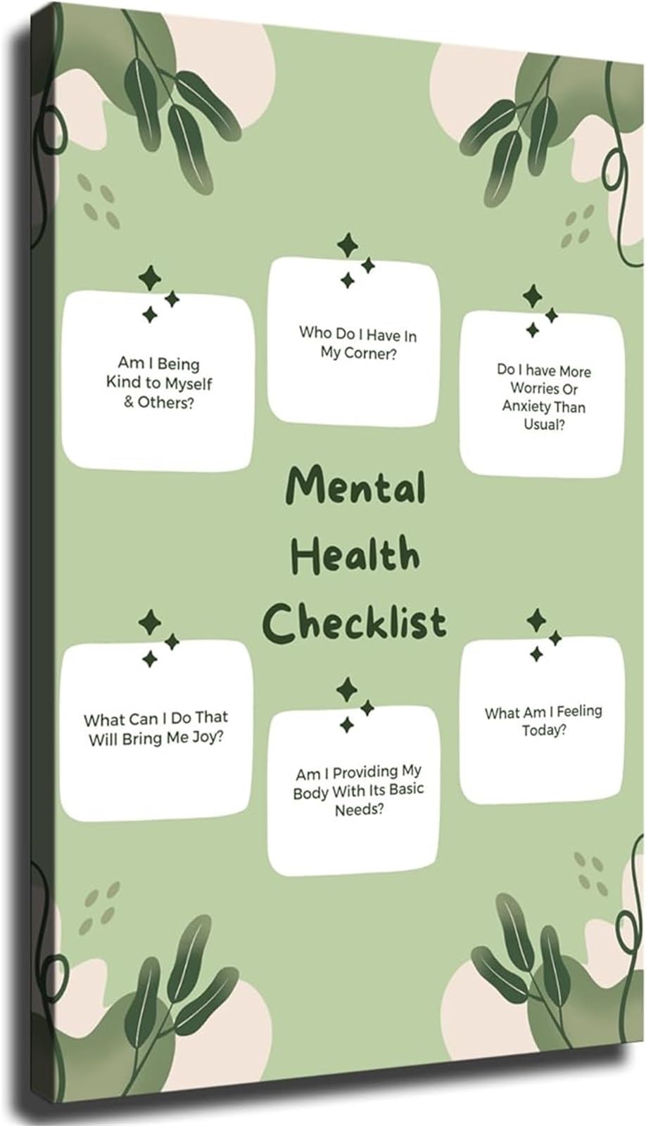 EKFBQBGW Uplifting Mental Health Affirmations Self Care Quotes Poster for Home and Office Wall Decor Framed,16x24inch(40x60cm)