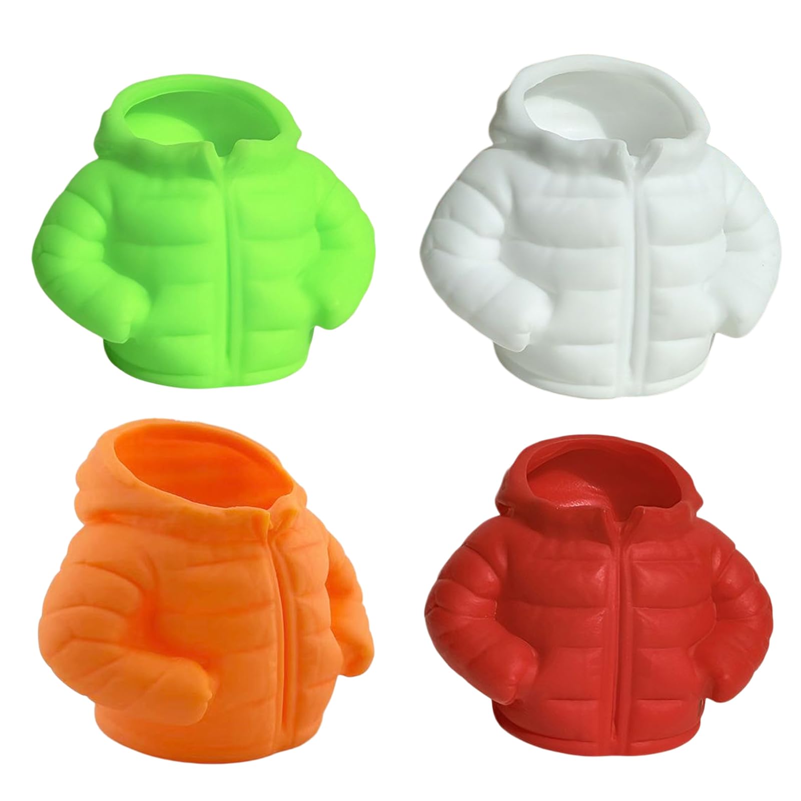 Glifora Cartoon Puffer Jacket Pen Holder - Cute Desk Organiser, Novelty Pencil Container for Markers, Stationery and Desktop Accessories