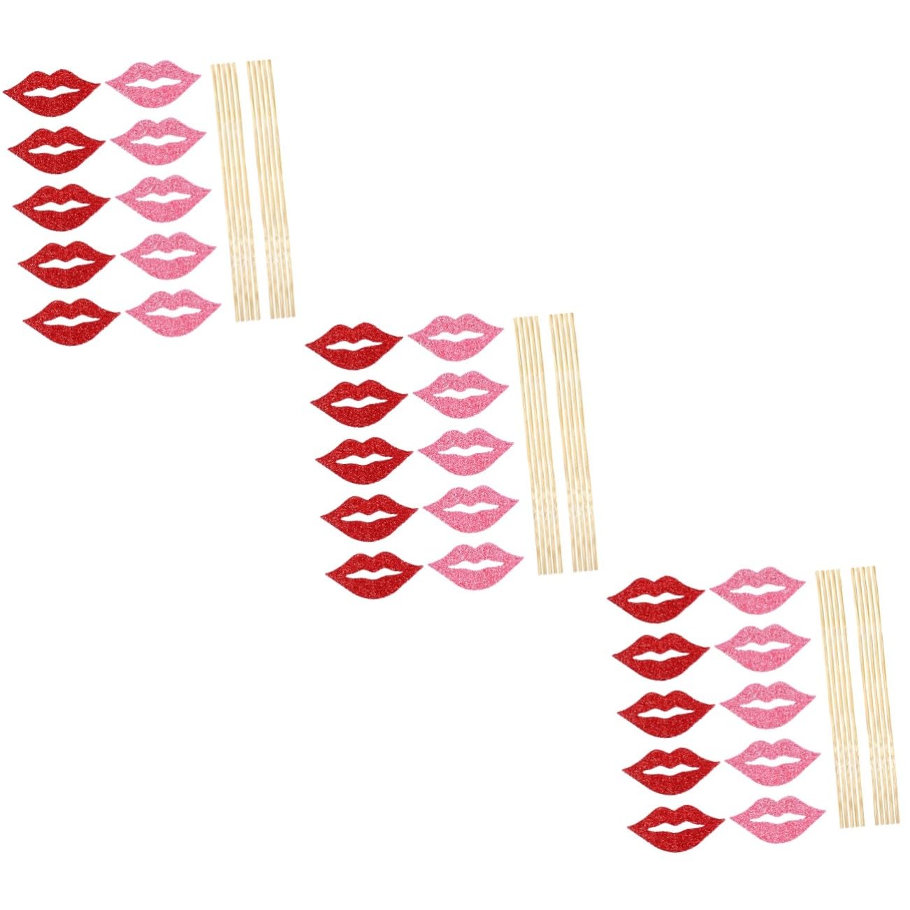 GALPADA 3 Sätze Teiliges Rote Und Pinke Lippen Fotorequisiten Mit Stiel Wiederverwendbare Party Photo Props Für Hochzeitsfeiern Geburtstage Fotokabinen Und Selfie Themen 40 Stück * 3
