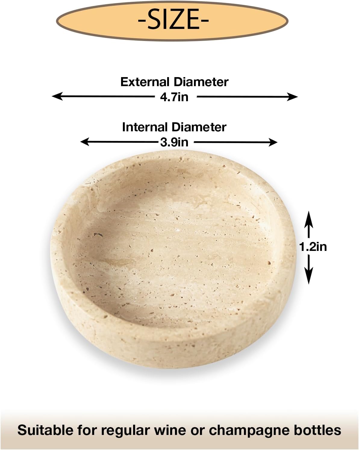 100% Travertine Marble Wine Bottle Coaster,Champagne Bottle Holder,Marble Wine Chiller,Beige