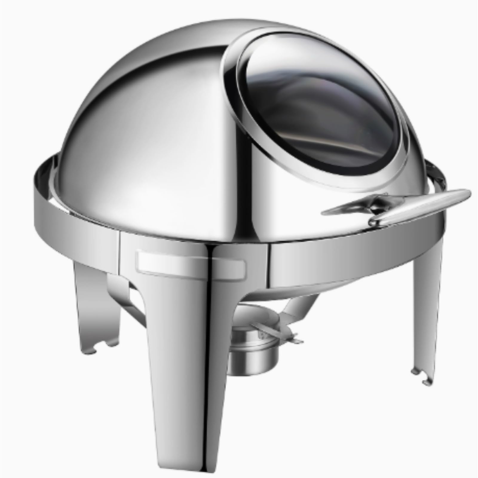 Set di Piatti Rotondi for Server da Catering da Tavolo | Scalda buffet in acciaio inox apribile con coperchio visibile for matrimoni(Silver)