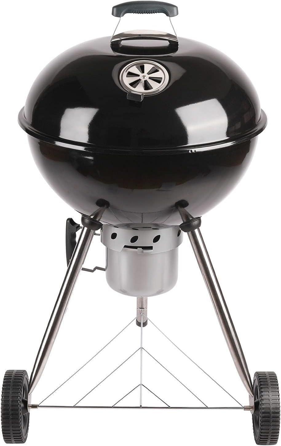 Barbecue a Carbone Kansas Ø57cm con Termometro Integrato e Griglia in Acciaio Cromato