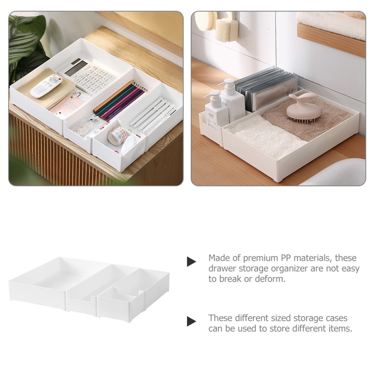 Healifty 4 Stück Schubladenorganizer aus Verschleißfestem Kunststoff Stapelbare Aufbewahrungsboxen für Büro Bad Küche Kosmetik und Schreibtisch Weiß (xxl Lm S)