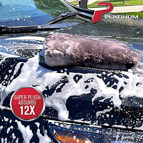 Platinum Series Car Cleaning Microfiber Detailer, Scratch-Free Extra Absorbent Large Super Soft Woolly Hand Washing Cleaning Cloth Automotive, Auto Detailing, 8 X 11 (20.3Cm X 27.9Cm) #TOP1