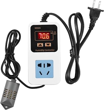 Irfora 110-220V 10A 1500W Electronic Humidity Controller Intelligent Digital Display Humidity Control Switch with Sensor Wall Mounted Humidification Dehumidification Control Switch Outlet