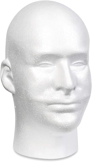 Floracraft Styrofoam Male Head Bulk-10.1-inch x 6.9 x 7.1-inch