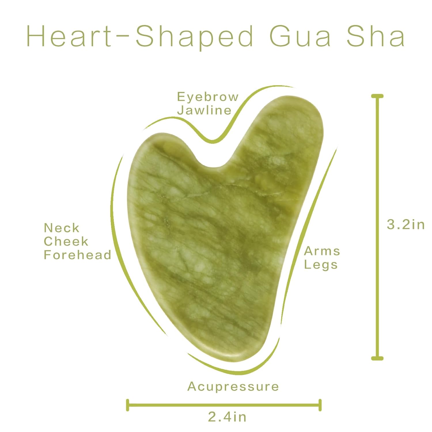 Gua Sha Facial Tools, Jade Guasha Tool for Face & Eye, Puffiness Reducing & Jawline Sculpting Face Stone Gua Sha Tools for Skin Care Woman GuaSha Stone Tool, Light Green image 2