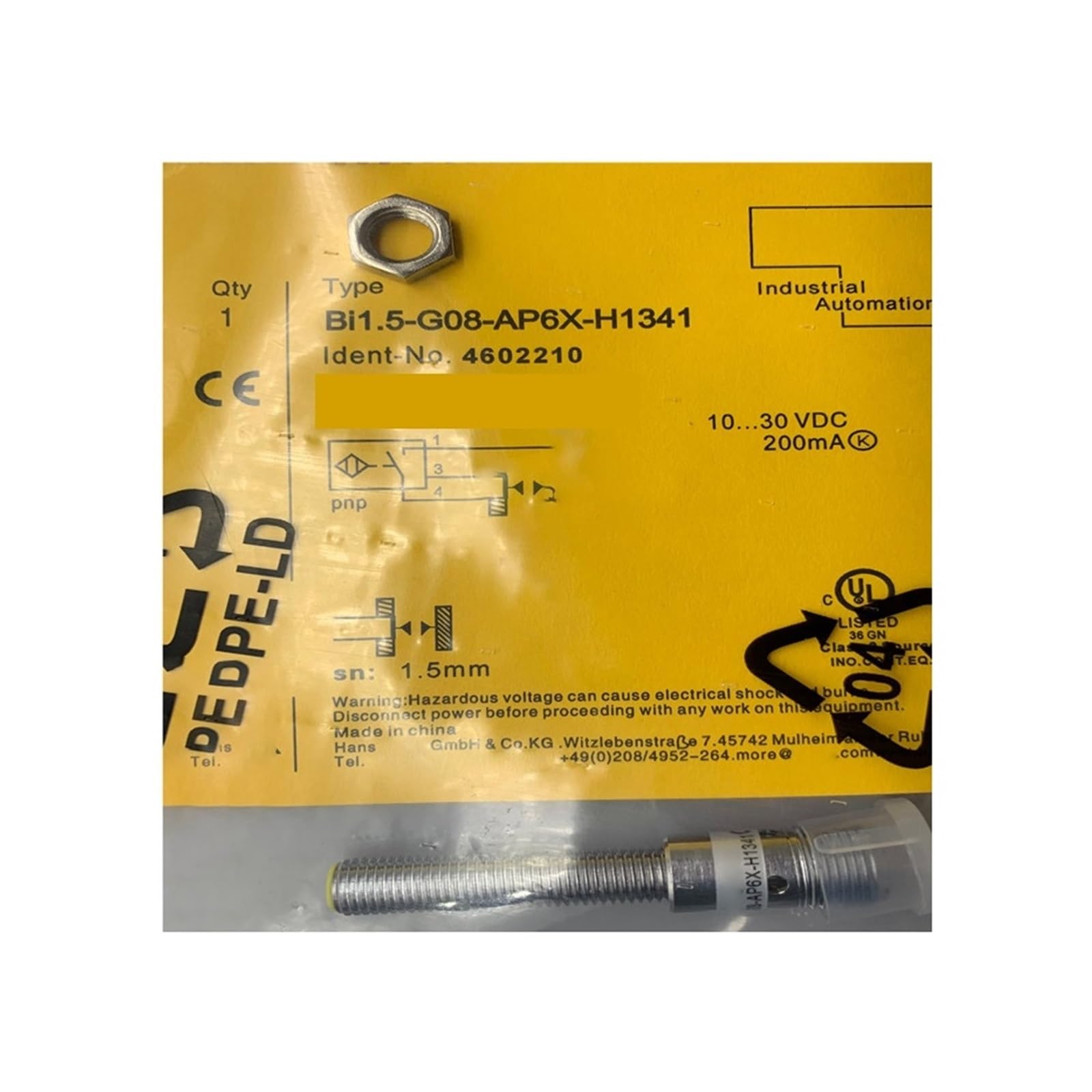 ZOZ03Y0 1pc BI1.5-G08-AP6X-H1341 Inductive Proximity Switch Sensor PNP