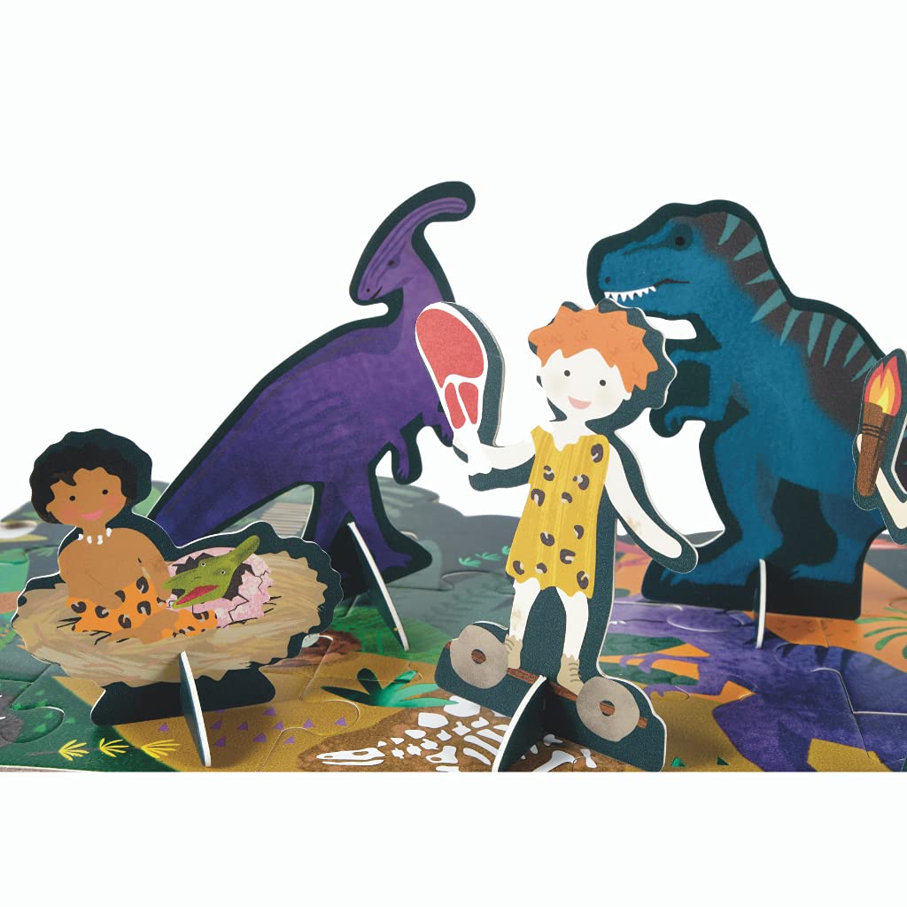 Floss & Rock Riesiges Bodenpuzzle mit ausklappbaren Figuren, Dinosaurier, 60 Teile