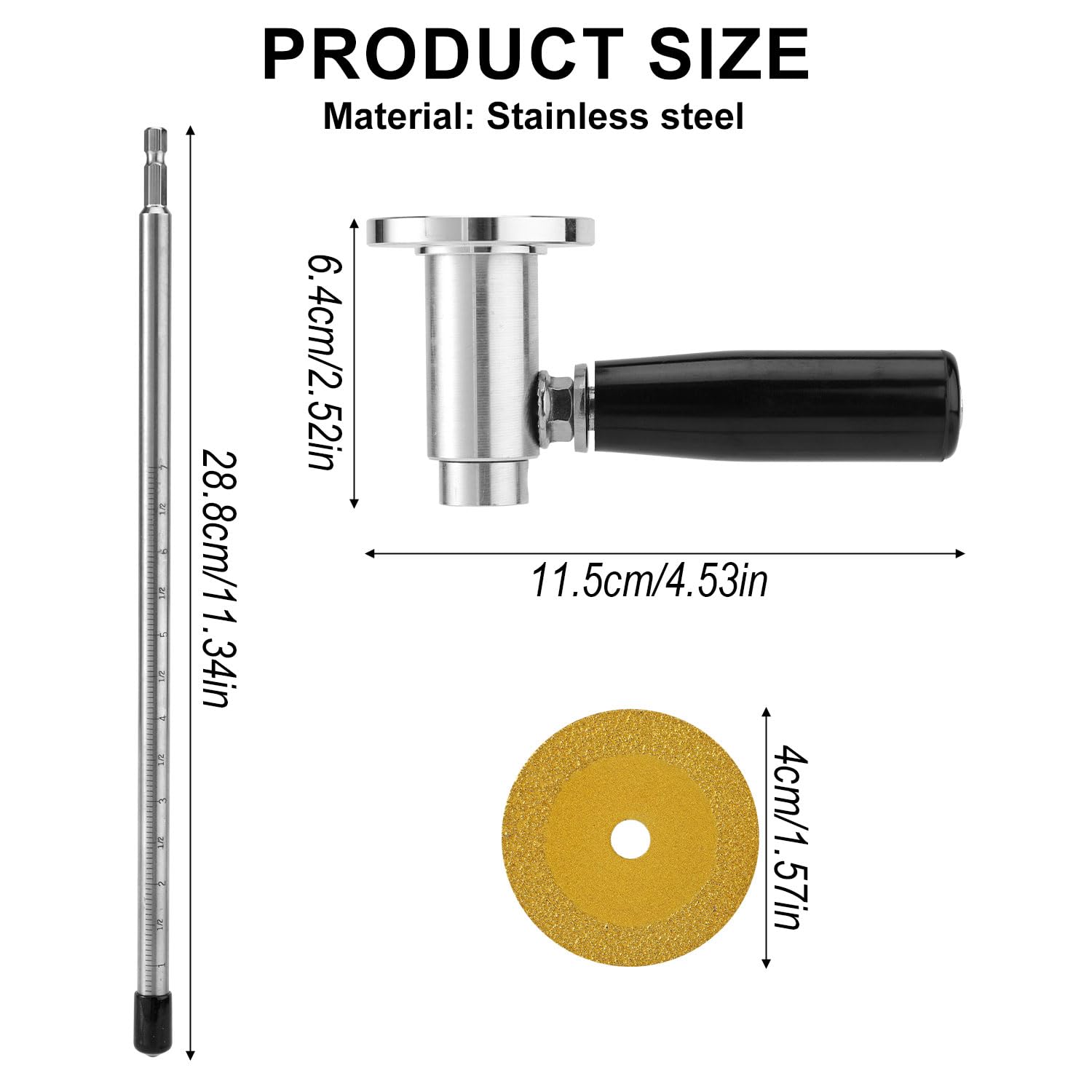 Lyreh Coupe-Tube Intérieur en PVC, Coupe-Tube Intérieur en Acier Profondeur Coupe Réglable 17,78cm Compatible avec les Forets 0,95cm Outil de Convient aux Tubes de 3,81 à 20,32cm