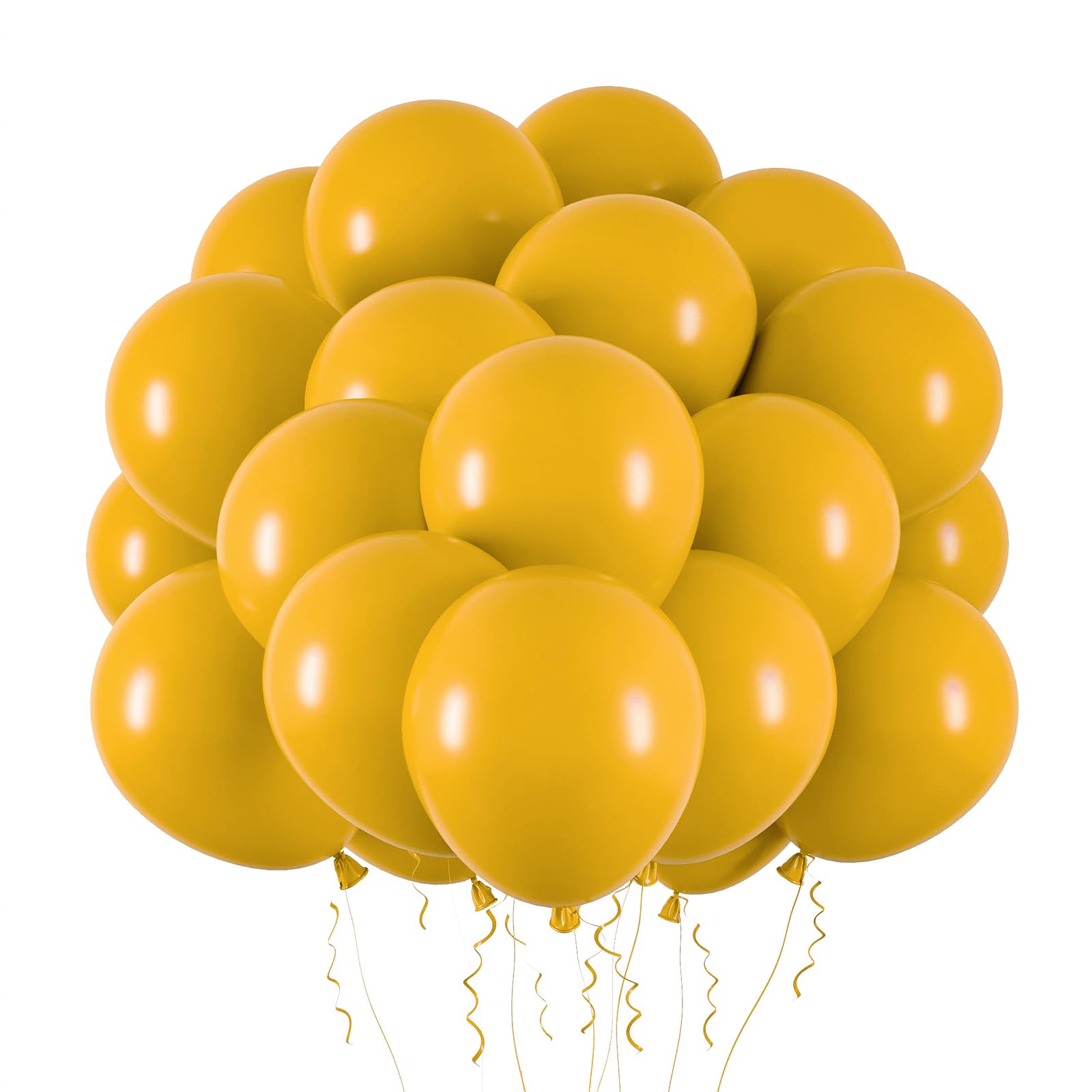RUBFAC 65pcs Retro Yellow Latex Balloons, 12 Inches Helium Party Balloons with Ribbon for Wedding, Birthday, Graduation, Baby Shower, Bridal Shower