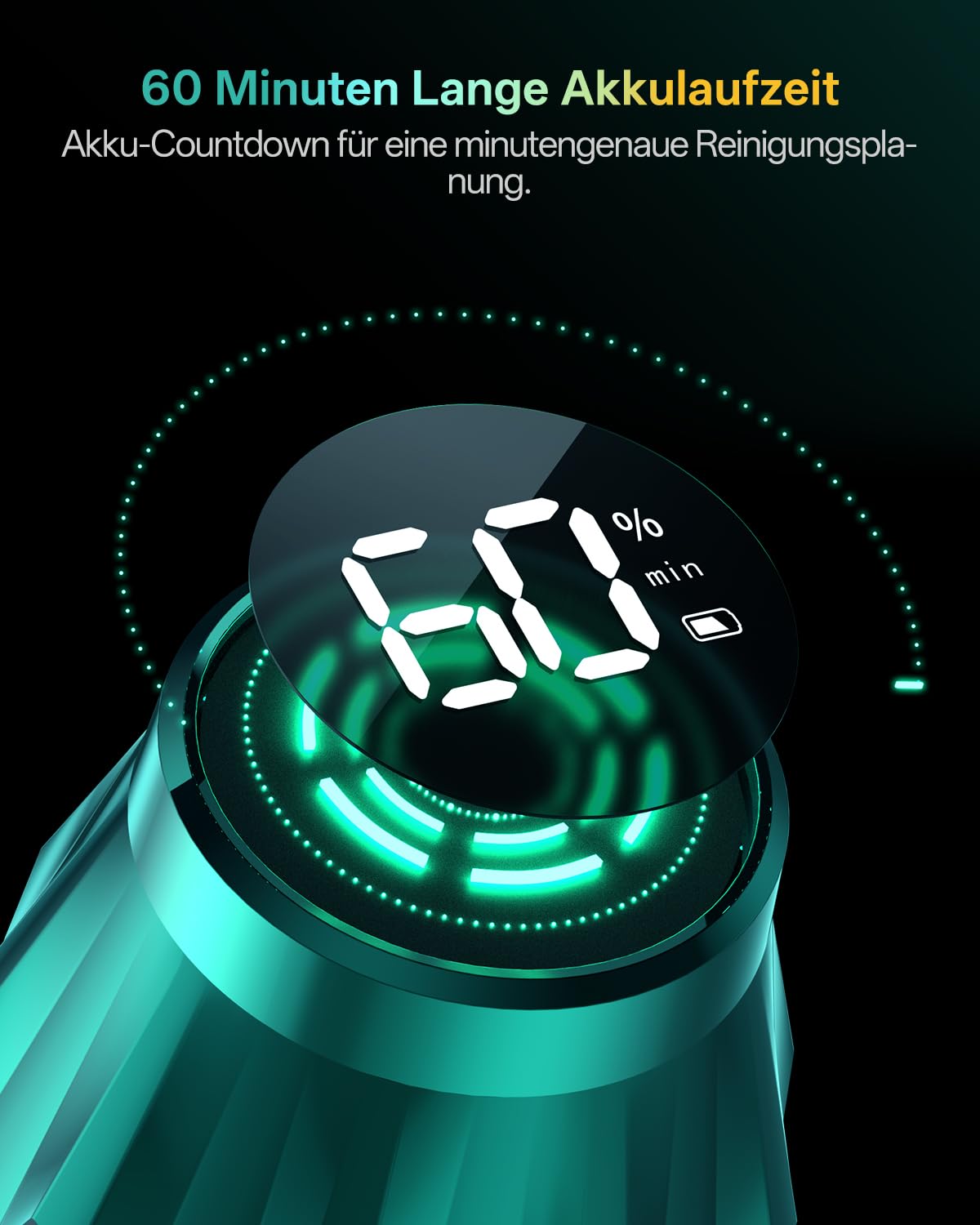 Vexilar V15Max Staubsauger mit Wischfunktion, 55KPa/ 600W/60Min Akku Staubsauger, Kabellos, Knickrohr, Green LED, 1,5L-Behlter, Wandladestation, Anti-Tangle, Selbststehend für Hartböden Teppiche