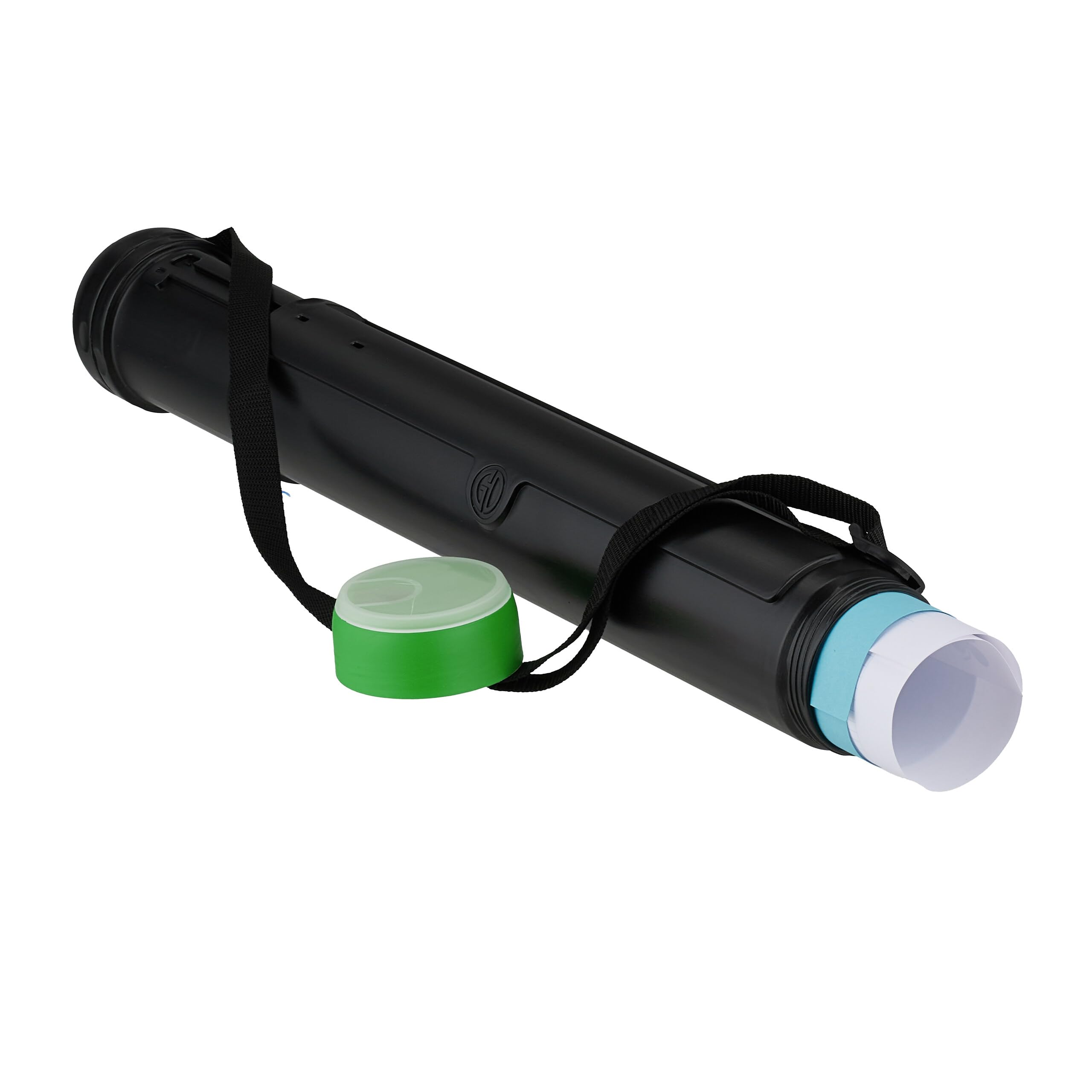 Relaxdays extendable poster tube, 50–108 cm, Ø 8.5 cm, for transporting posters, suitable for DIN A0, black/green