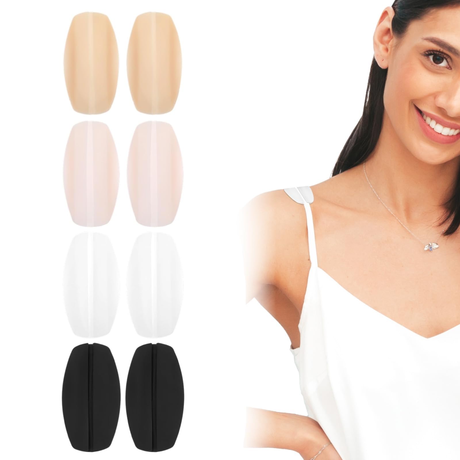 4 Pairs Set Shoulder Pads for Women, Shoulder Strap Pad and Bra Strap Holder Clip, Comfortable Bra Accessories for Women, Bra Strap Cushion