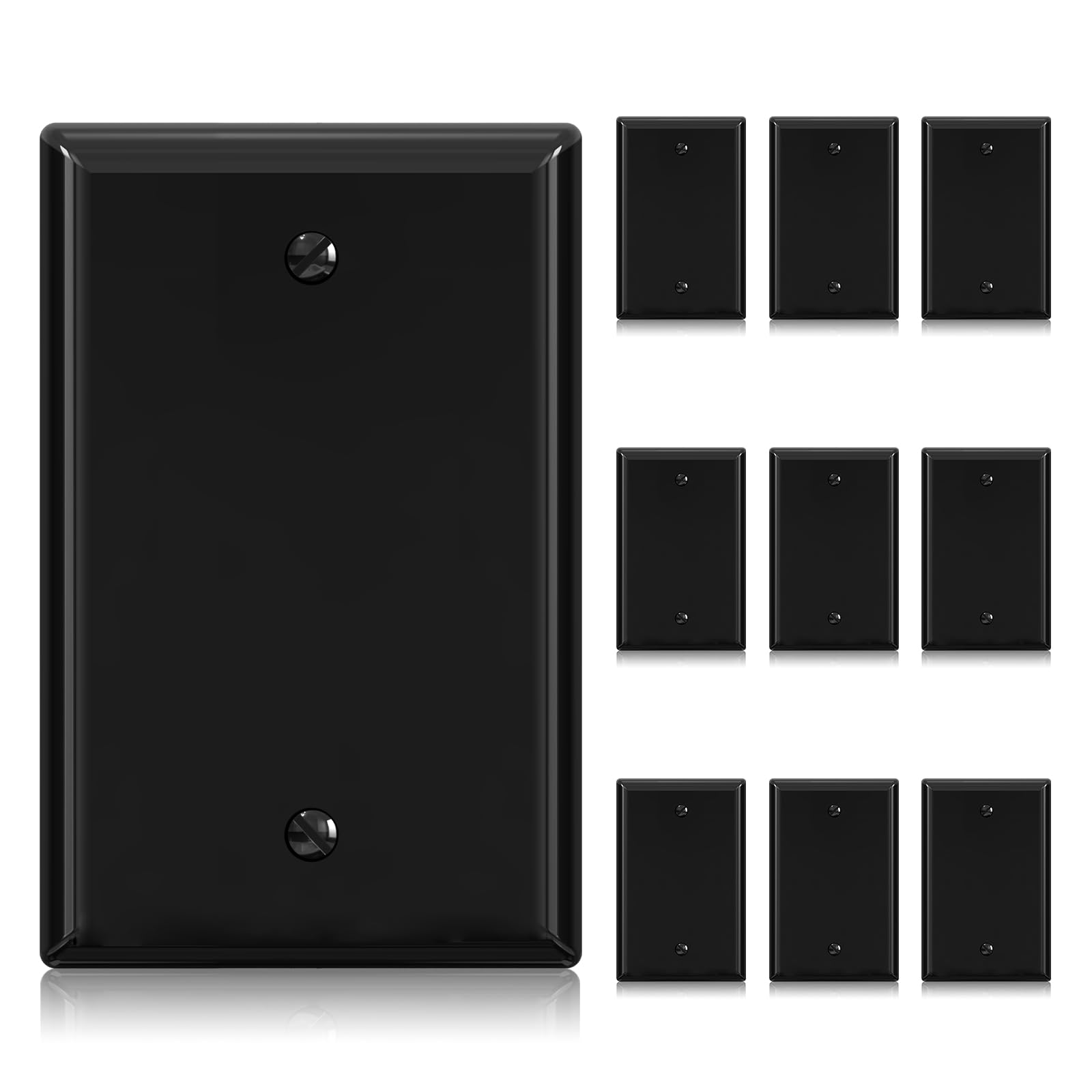 Plaque murale 1 gang ELEGRP haut de gamme thermoplastique noir miroir