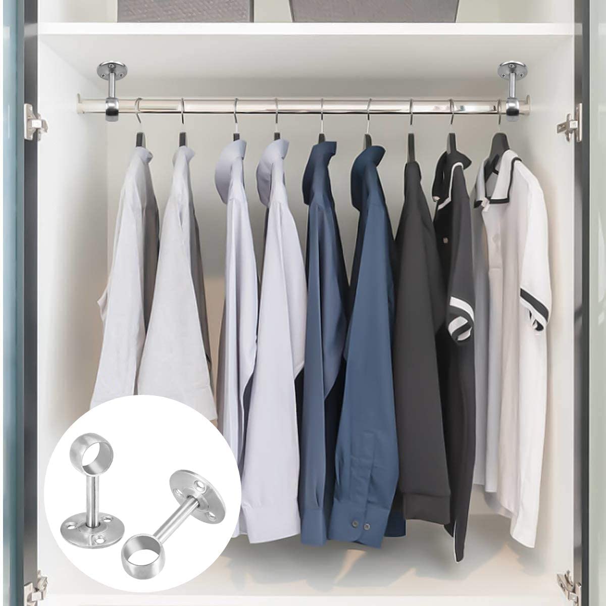 Supporto Per Tende E Armadi Lahviuu - 2 Staffe Per Bastone Da 32 Mm, In Acciaio Inox, Per Montaggio A Soffitto O Parete