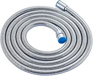 KKD Chromed Stainless Steel Double-Buckle Flexible Shower Hose Handshower Hose Shower Tube, Health Faucet Tube, Flexible Tube (1.5 Meter)