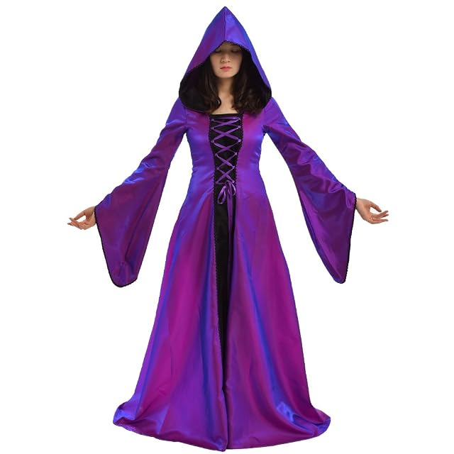 Blessume Vestido con capucha para mujer, renacentista, encaje, vintage, medieval, bruja, disfraz de cosplay