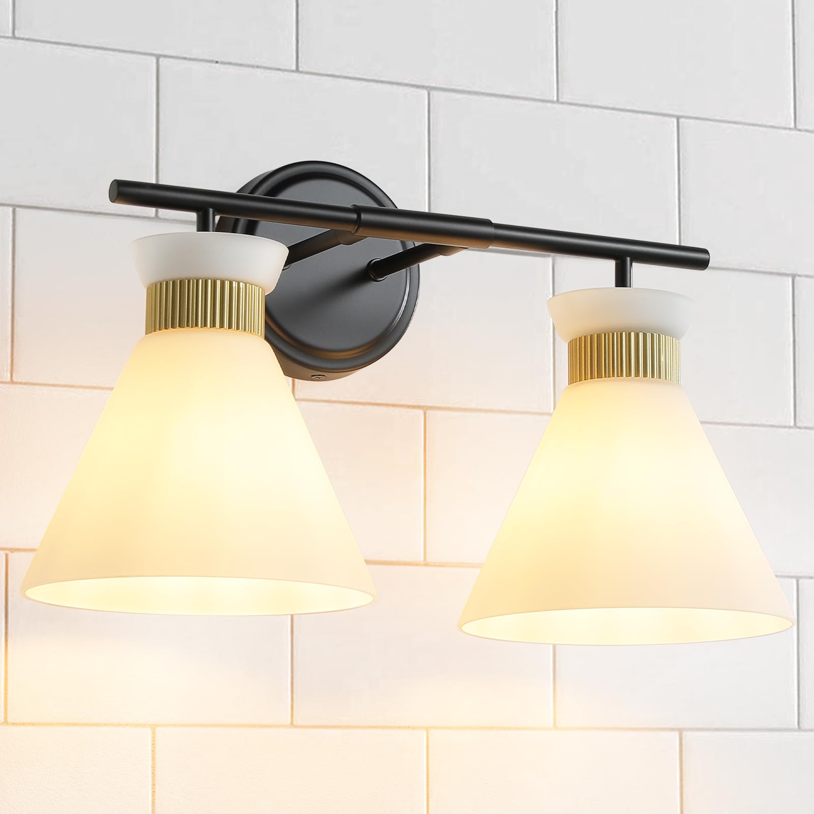 WOSHITU Bathroom Vanity Light Fixtures 2Lights Mid Century Modern