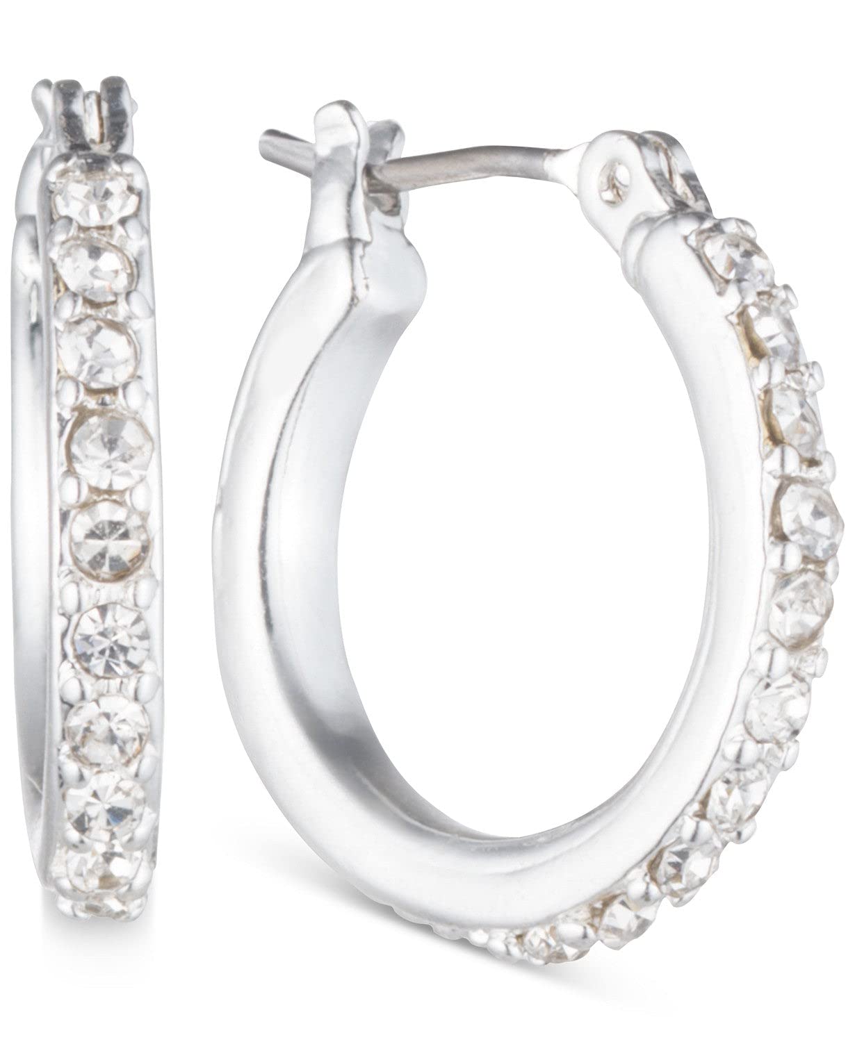 Anne Klein Women Silver Crystal Hoop Earrings 60356873-G03