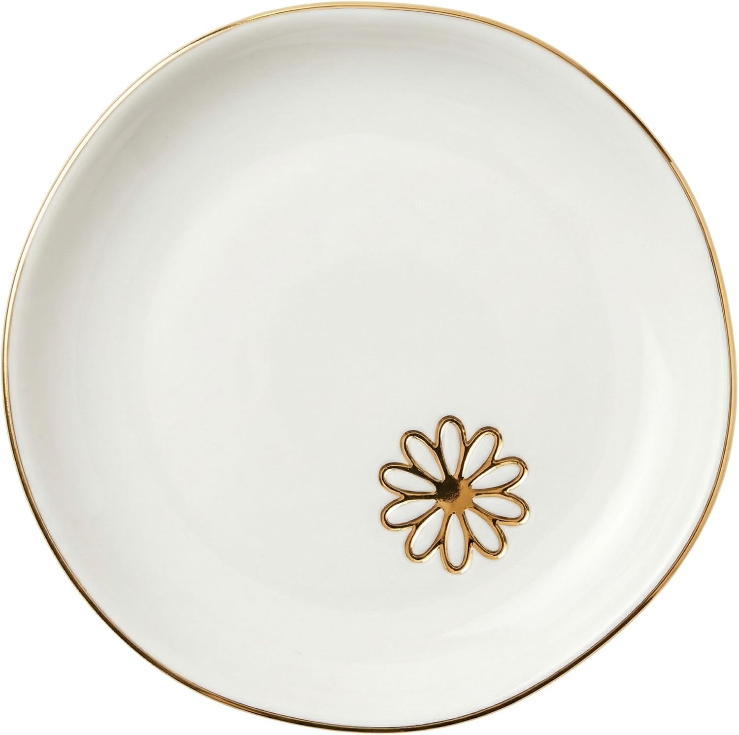 InnoBeta Daisy Gifts for Women – 4.75" Handcrafted Ceramic Ring Dish with Gold Trim – Unique Birthday, Christmas, or Mother’s Day Gift for Flower and Nature Lovers