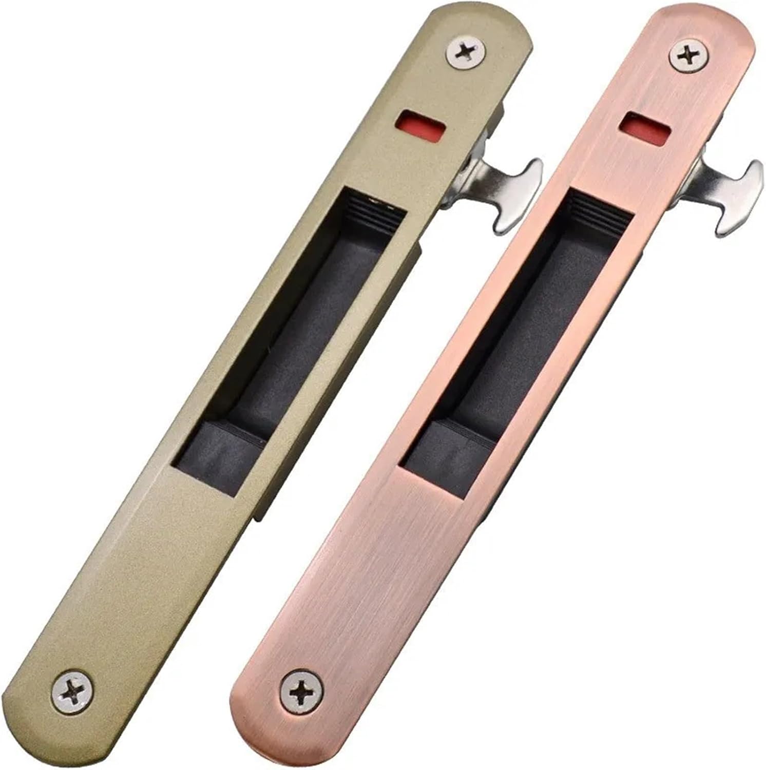 Aluminum Alloy Sliding Door Lock Glass Window Push-Pull Automatic Gate Hook Locking Single Side Bronze 1Pcs(Black)