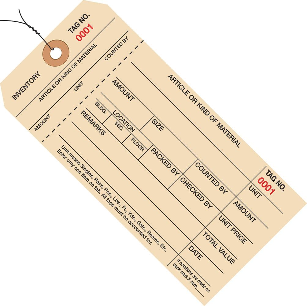 Inv.Tag,1 Part Stub Style #8,Pre-Wird,(6000-6999)