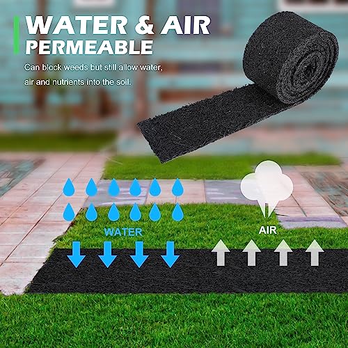 140" x 5.5" Rubber Mulch Roll for Landscaping-Permanent Garden Mulch Barrier-Recycled Rubber Mulch Mat Roll for Plants, Vegetables, and Flowers (Black)