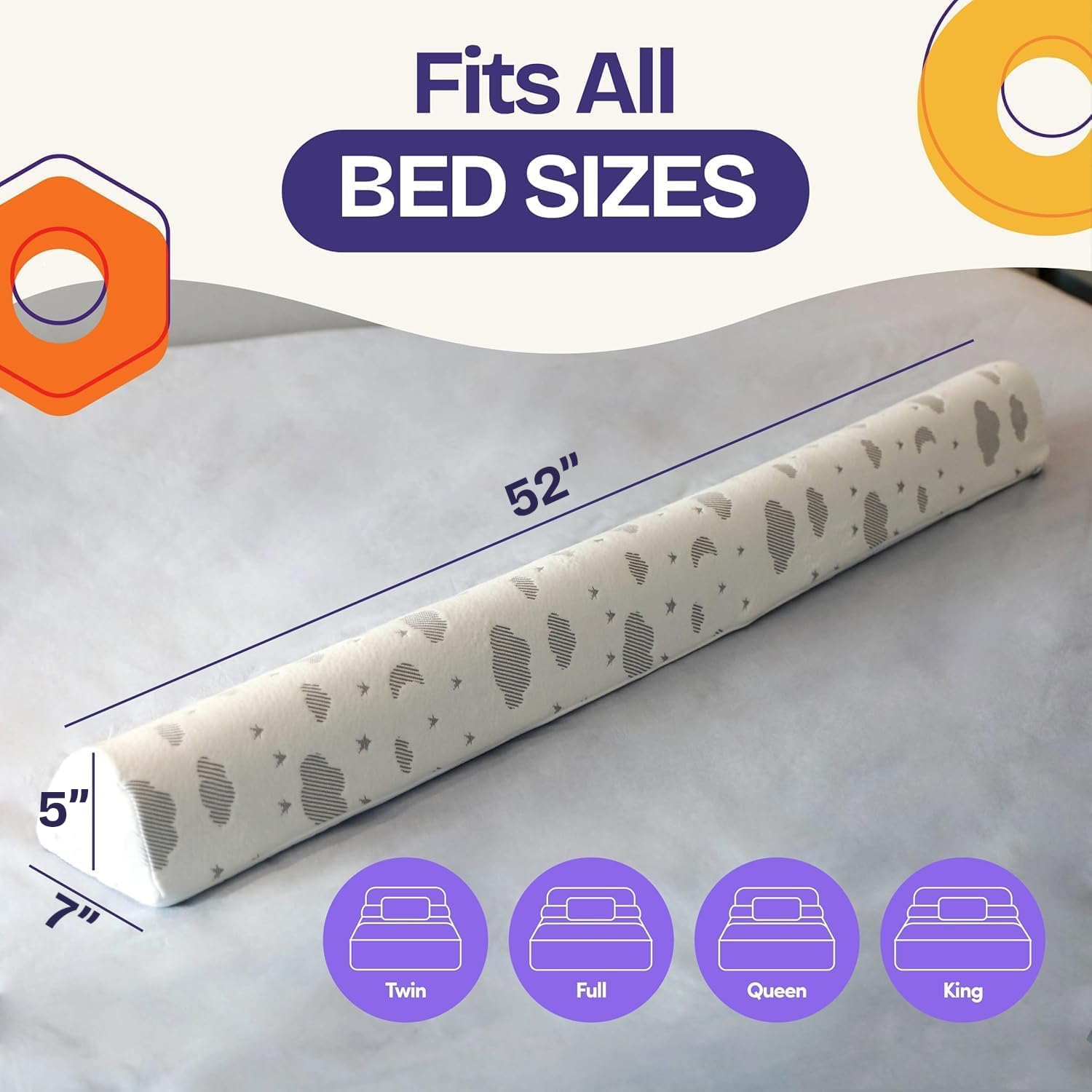 ComfyBumpy Barandilla de cama para niños pequeños | Rieles de cama para niños pequeños con funda lavable - Protector de riel de cama de espuma para niños - Barrera de cama para cama individual, King,