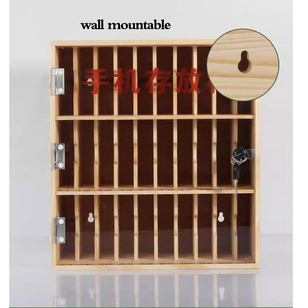 Resistente Custodia per Cellulare da 10~50 Bit Armadietto per Cellulare Visivo in Legno con Serratura Cassetta di Sicurezza A Muro per Telefoni Cellulari Dell'azienda Scolastica (Color : Wood, S : 1