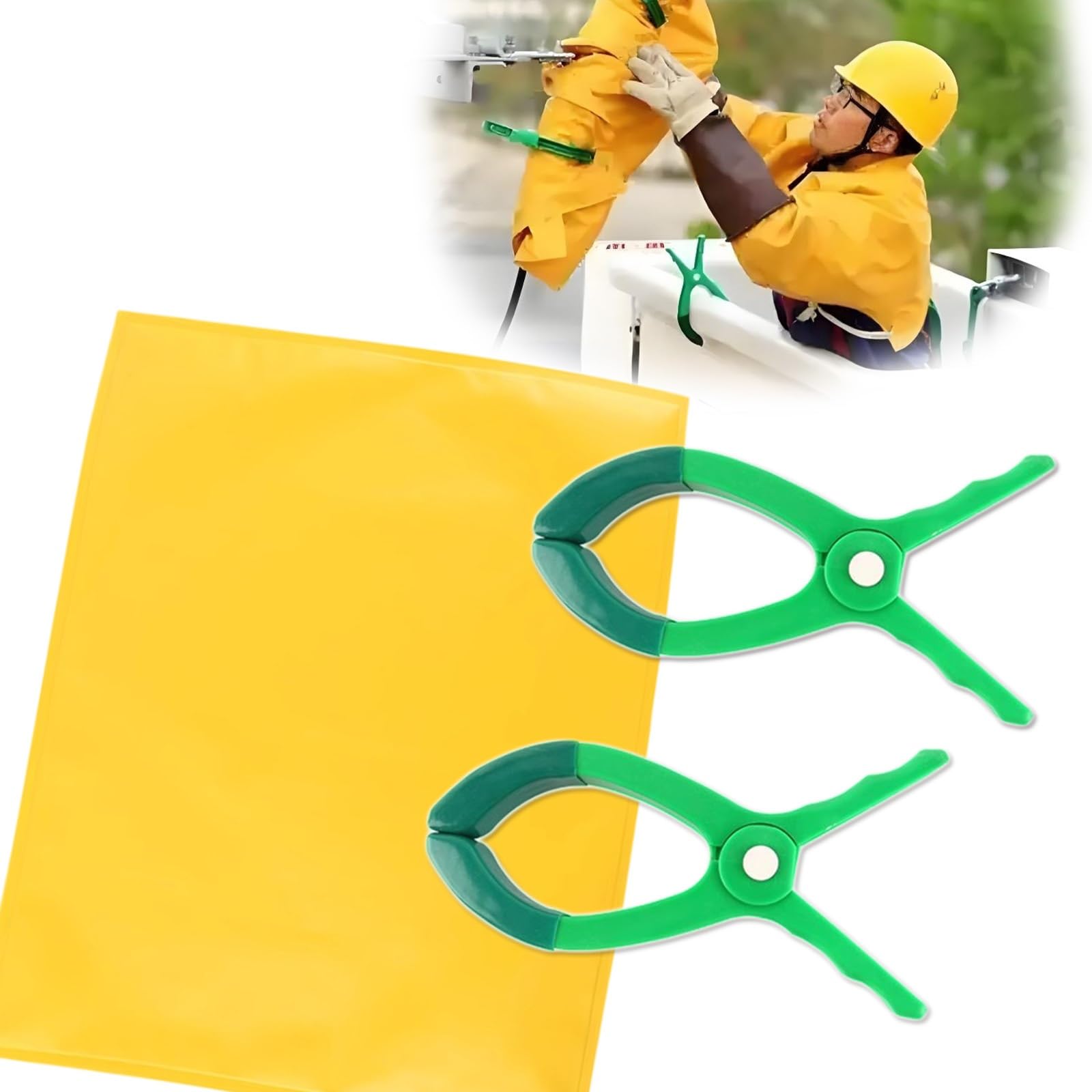 Coperta Isolante ad Alta Tensione 400V/10kV, Tappetino Anti-shock Elettrico Portatile con 2 Clip, Copertura Protettiva Gialla for Manutenzione Elettrica(10kv,23.6x31.5in/60x80cm)